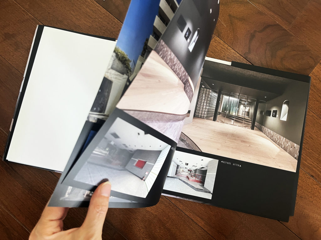 建築竣工写真アルバム　建築アルバム　データ持ち込み建築竣工アルバム　ハードカバー　ページめくる
